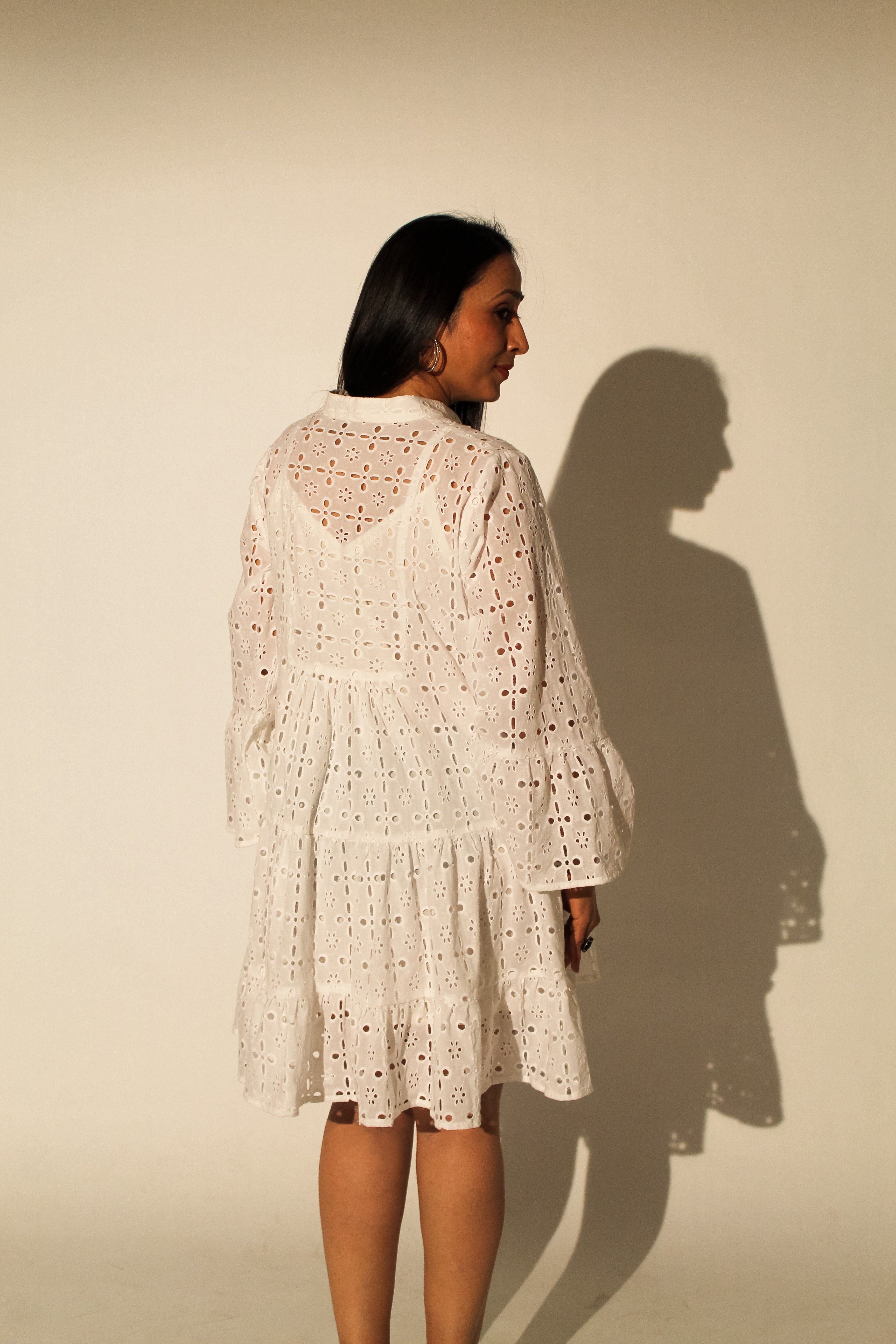 Whispering White Cotton Mini Dress