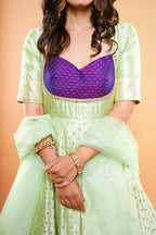 Pista Green Brocade Anarkali