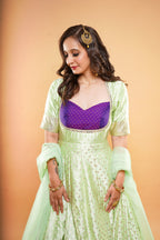 Pista Green Brocade Anarkali