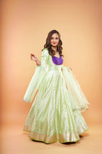 Pista Green Brocade Anarkali
