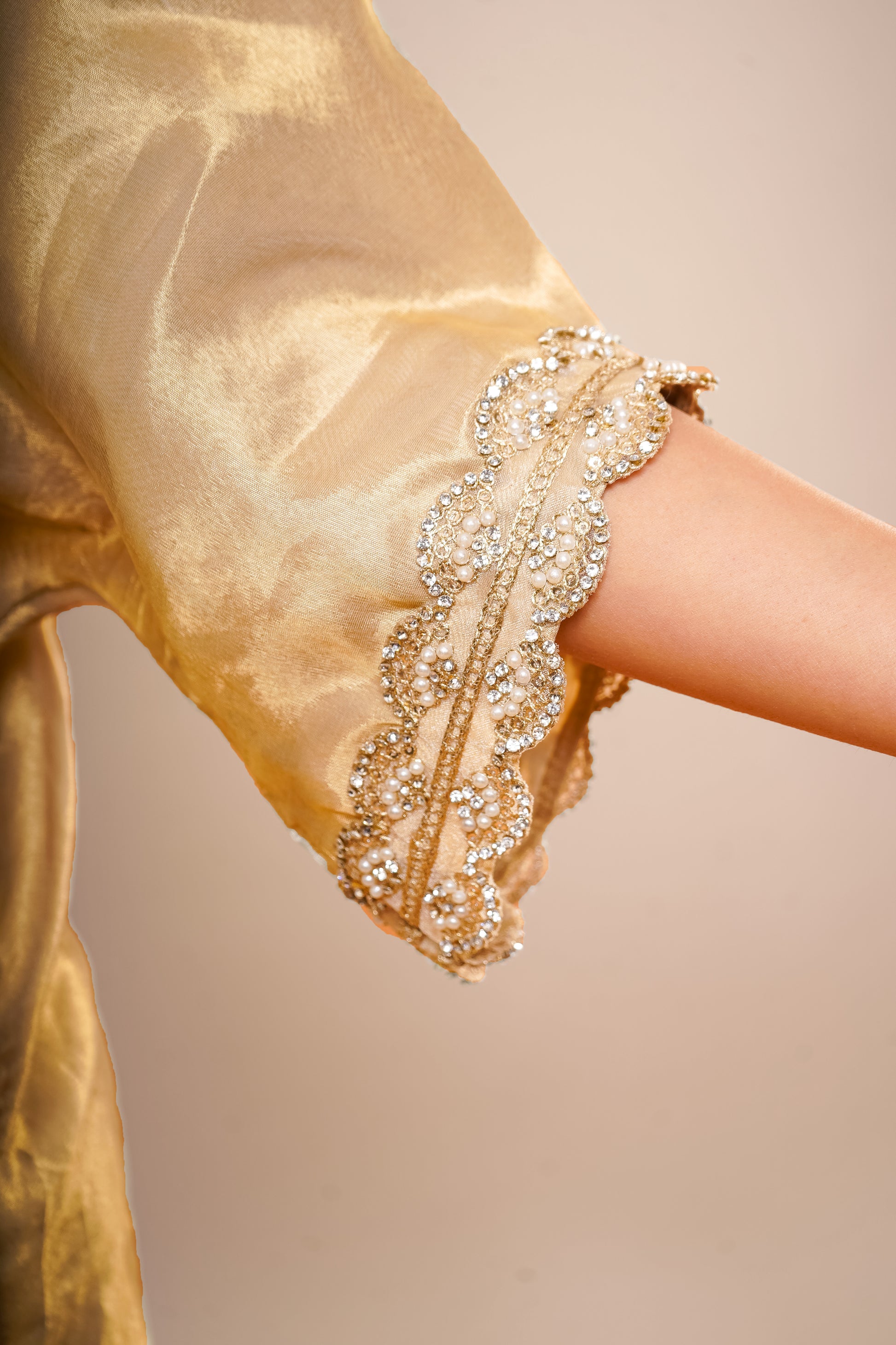 Golden Tissue Long Kaftan