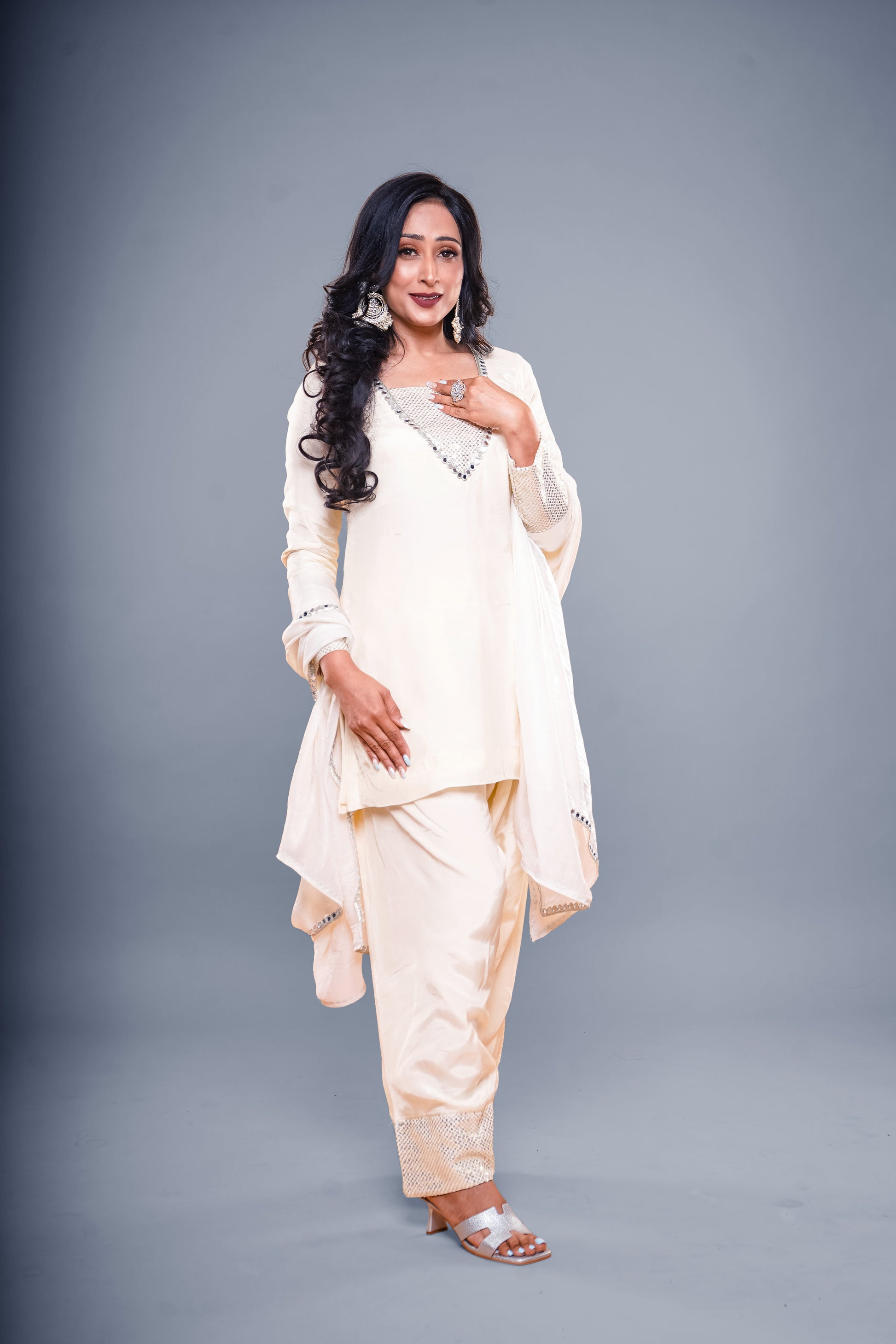 Off White Farshi Salwar Suit