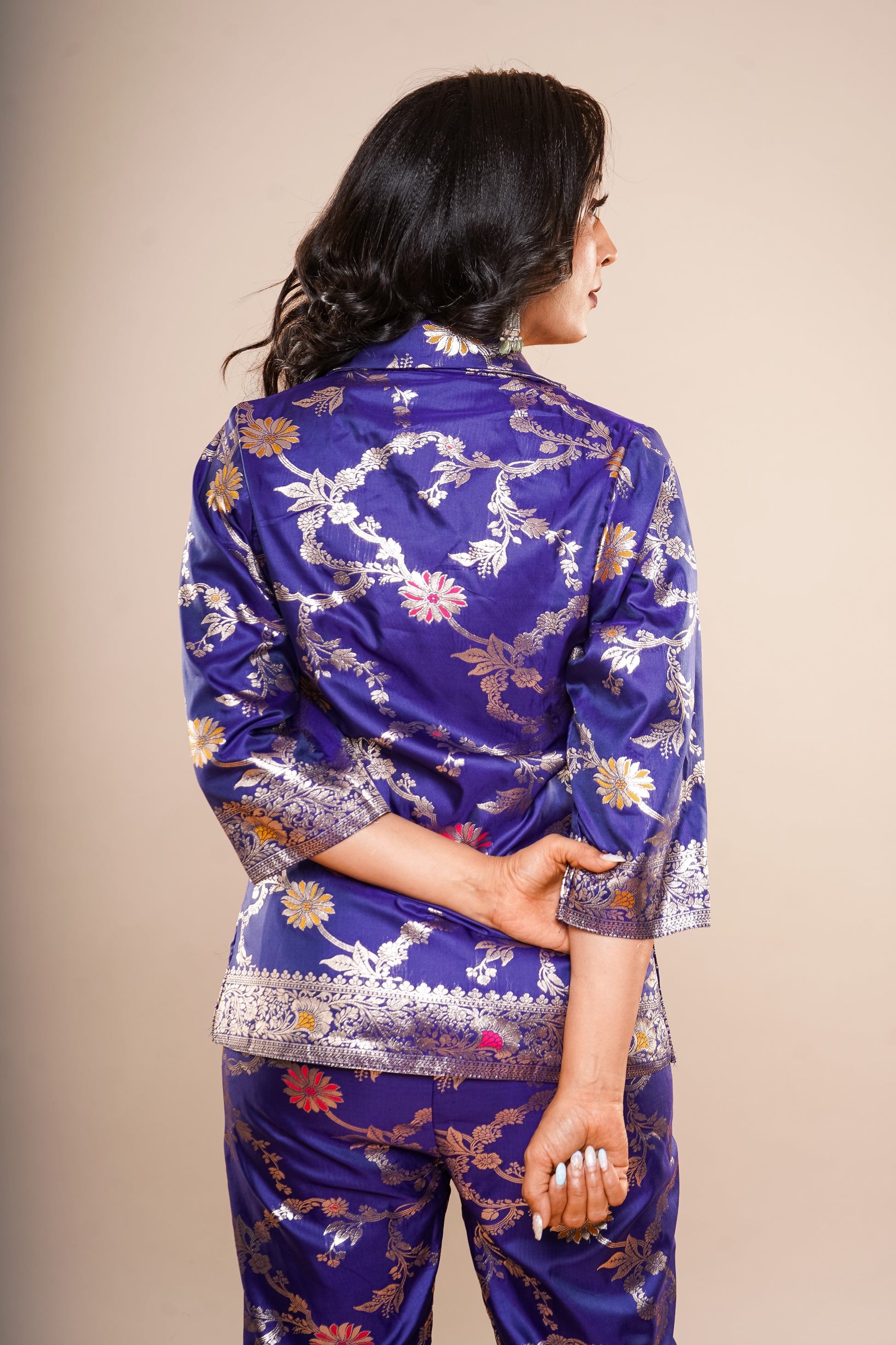 Royal Blue Brocade Co-Ord set