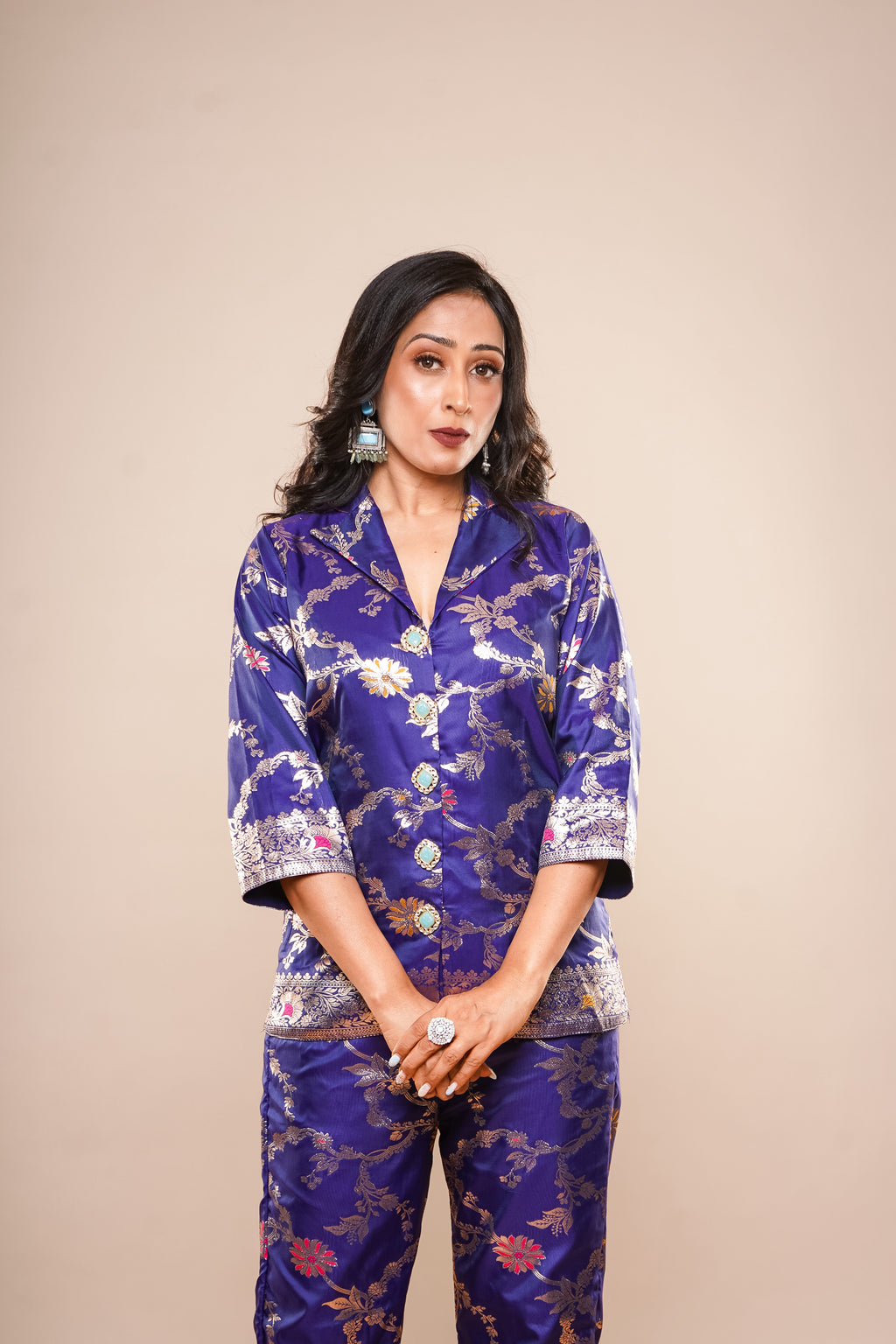 Royal Blue Brocade Co-Ord set