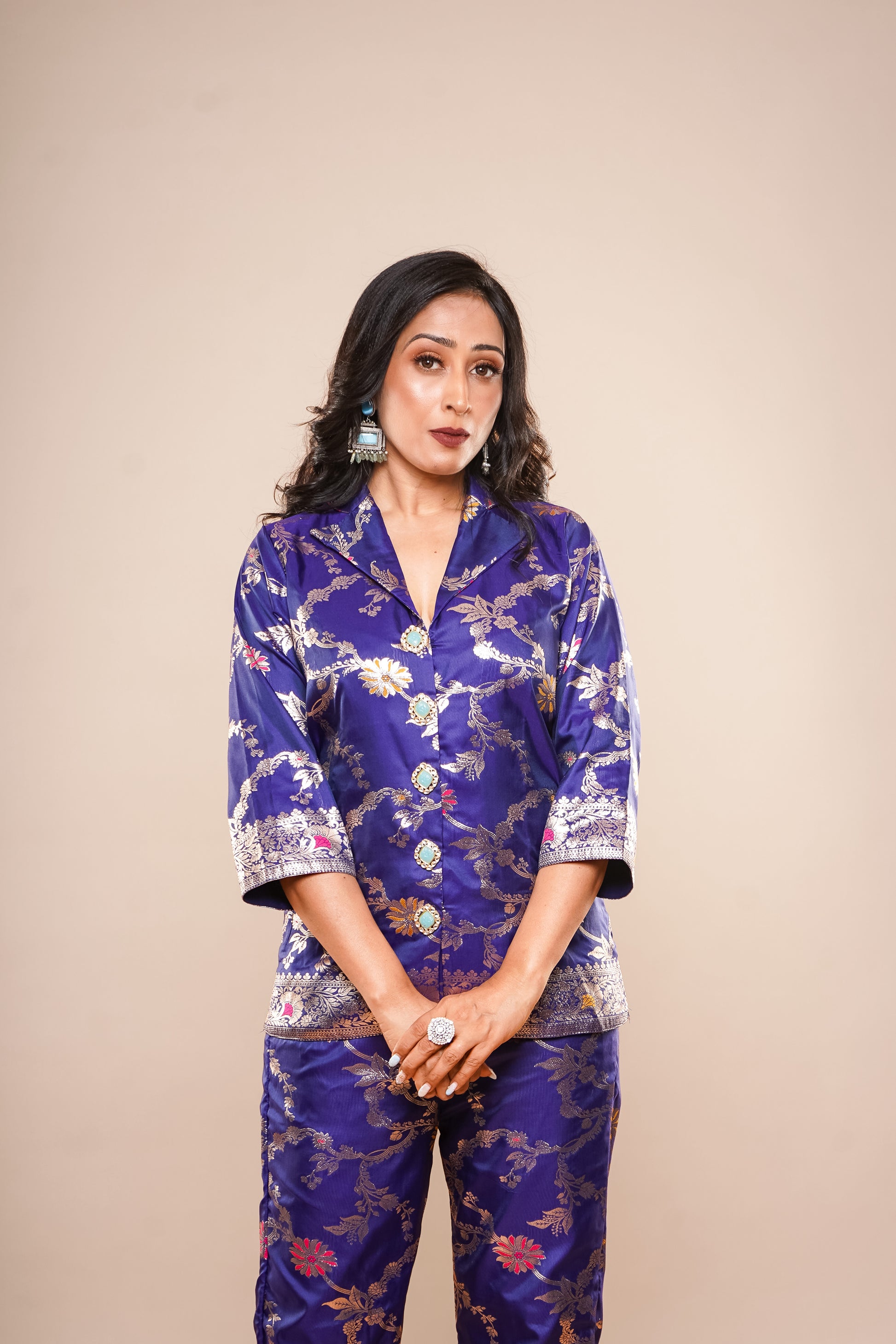 Royal Blue Brocade Co-Ord set
