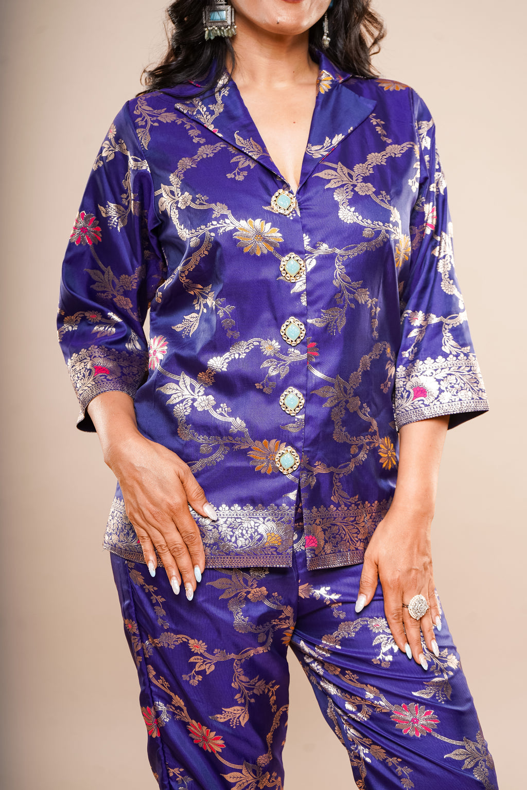 Royal Blue Brocade Co-Ord set