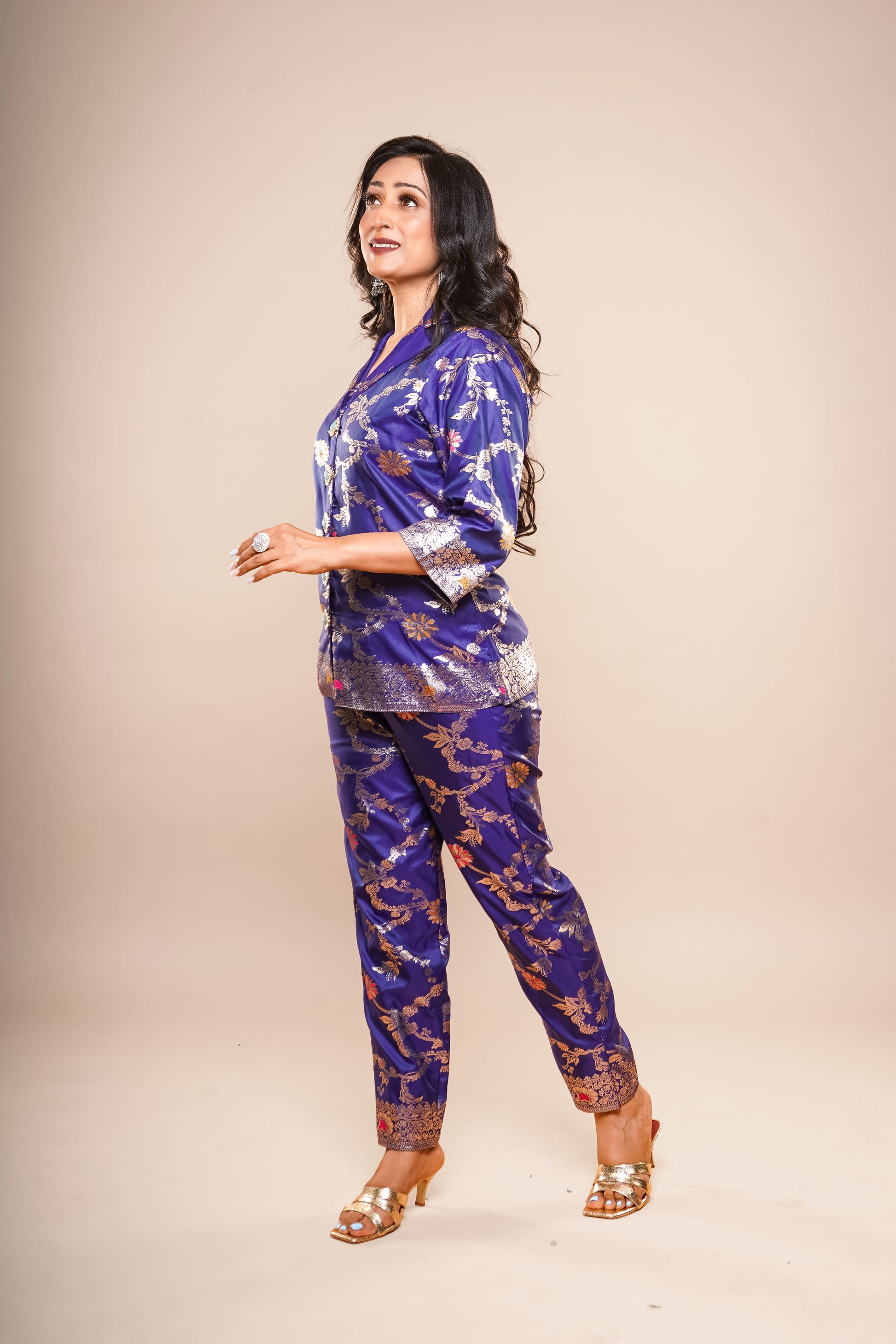 Royal Blue Brocade Co-Ord set