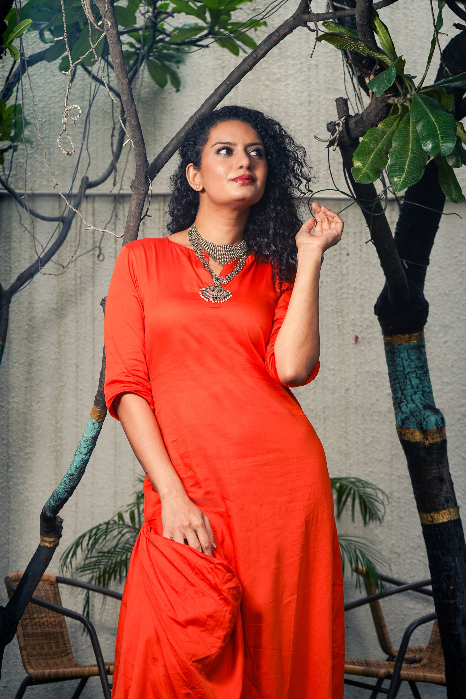 Orange Dhoti Cotton Dress