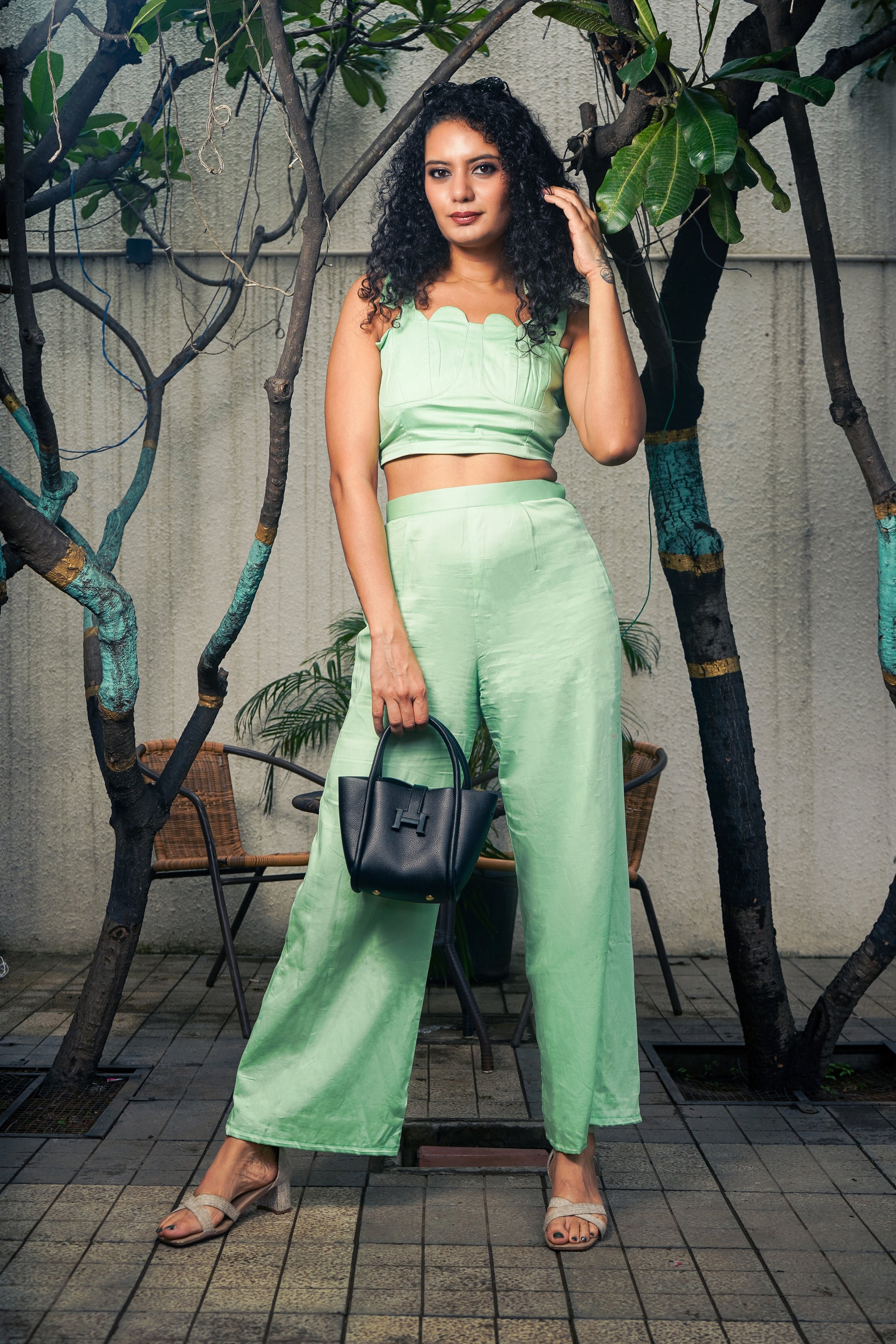 Pista Green Top and Pant set