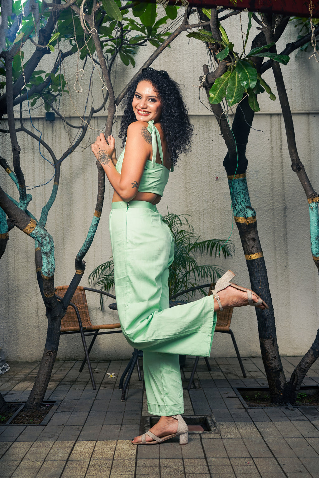 Pista Green Top and Pant set