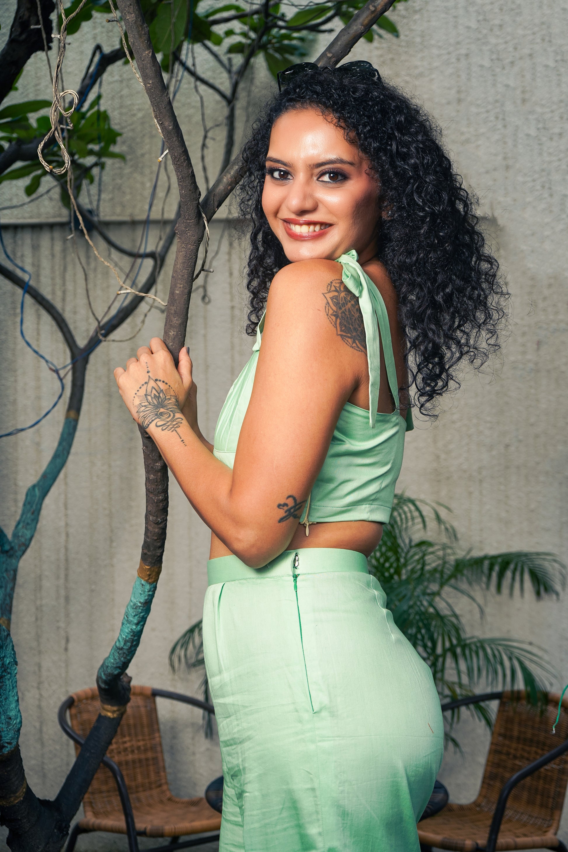 Pista Green Top and Pant set
