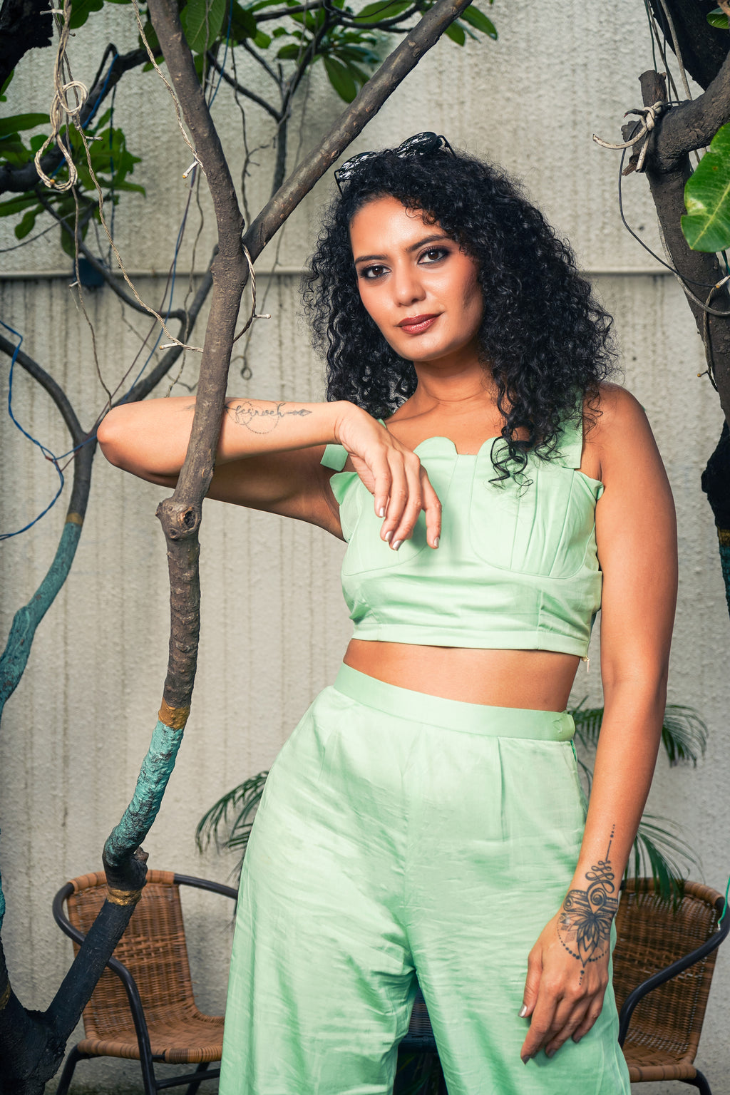 Pista Green Top and Pant set