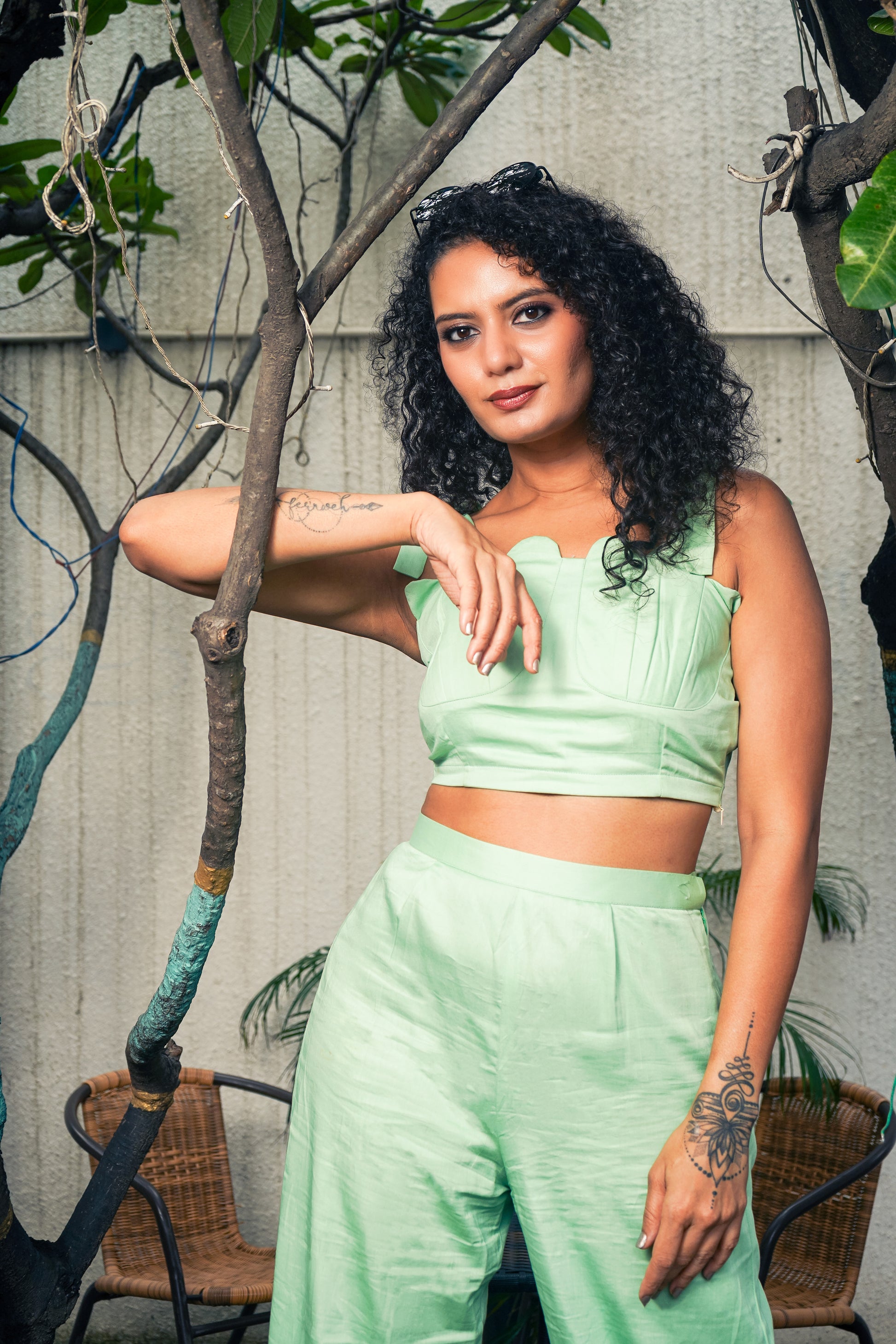 Pista Green Top and Pant set