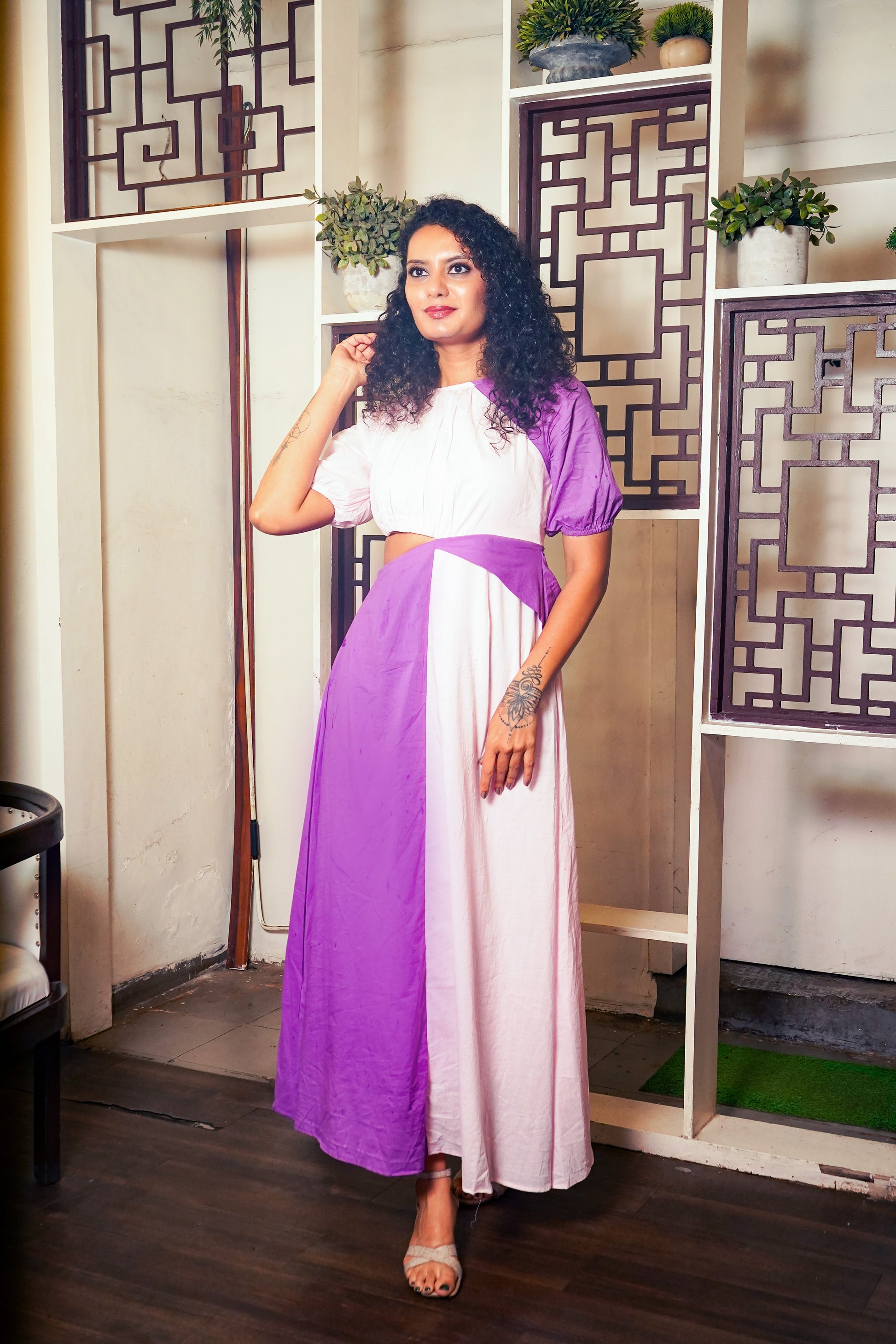Purple and Baby Pink Long Dress