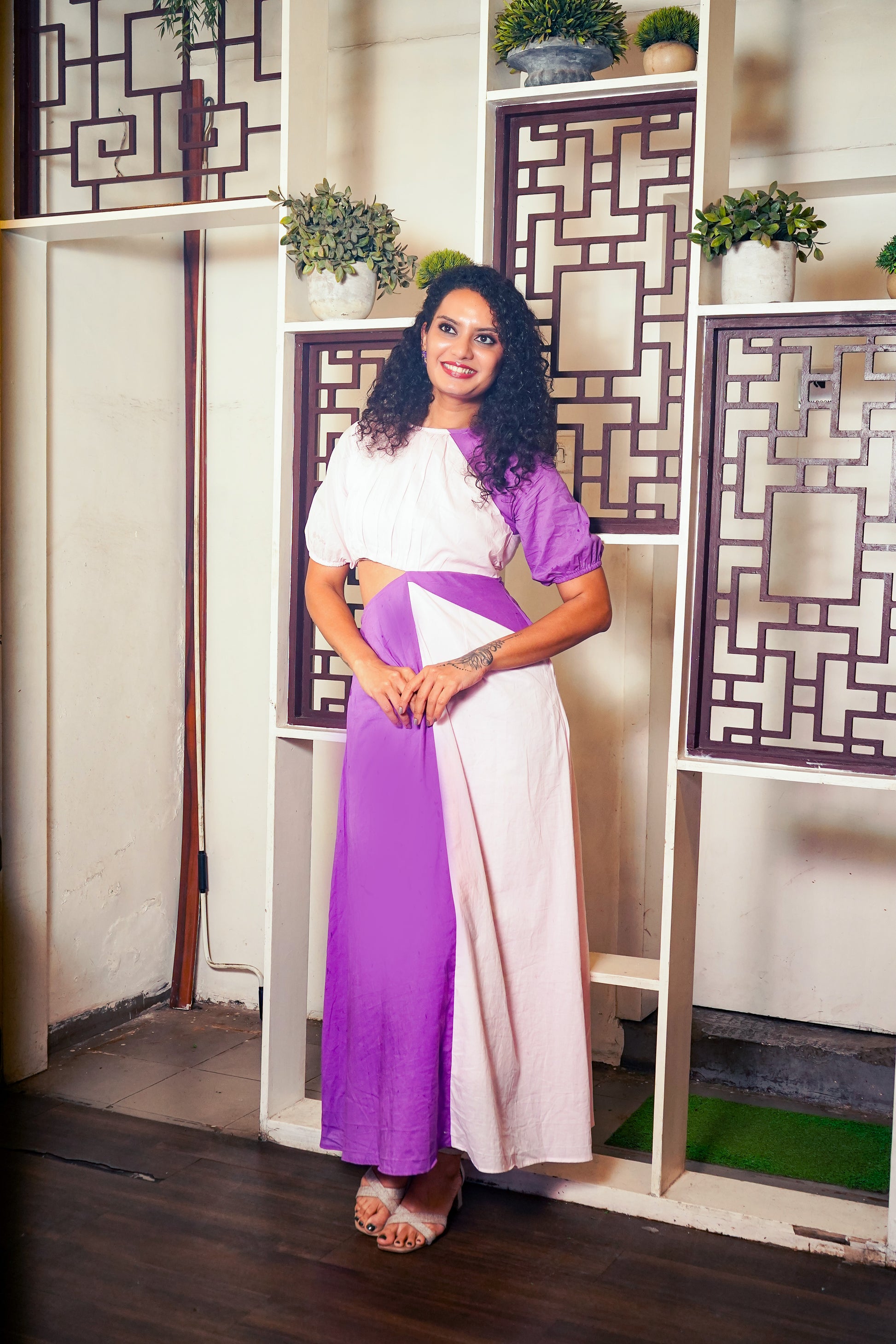 Purple and Baby Pink Long Dress
