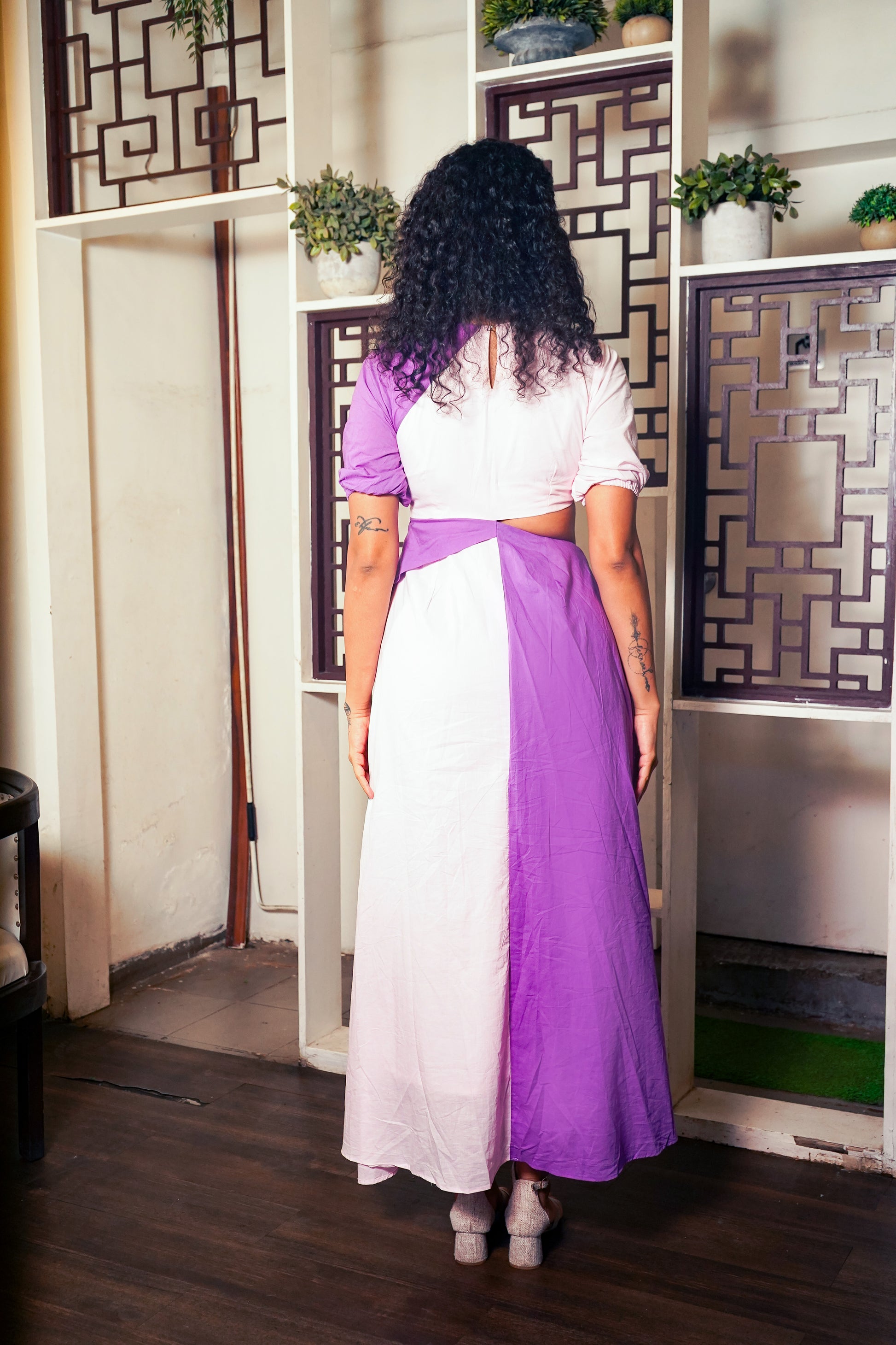 Purple and Baby Pink Long Dress
