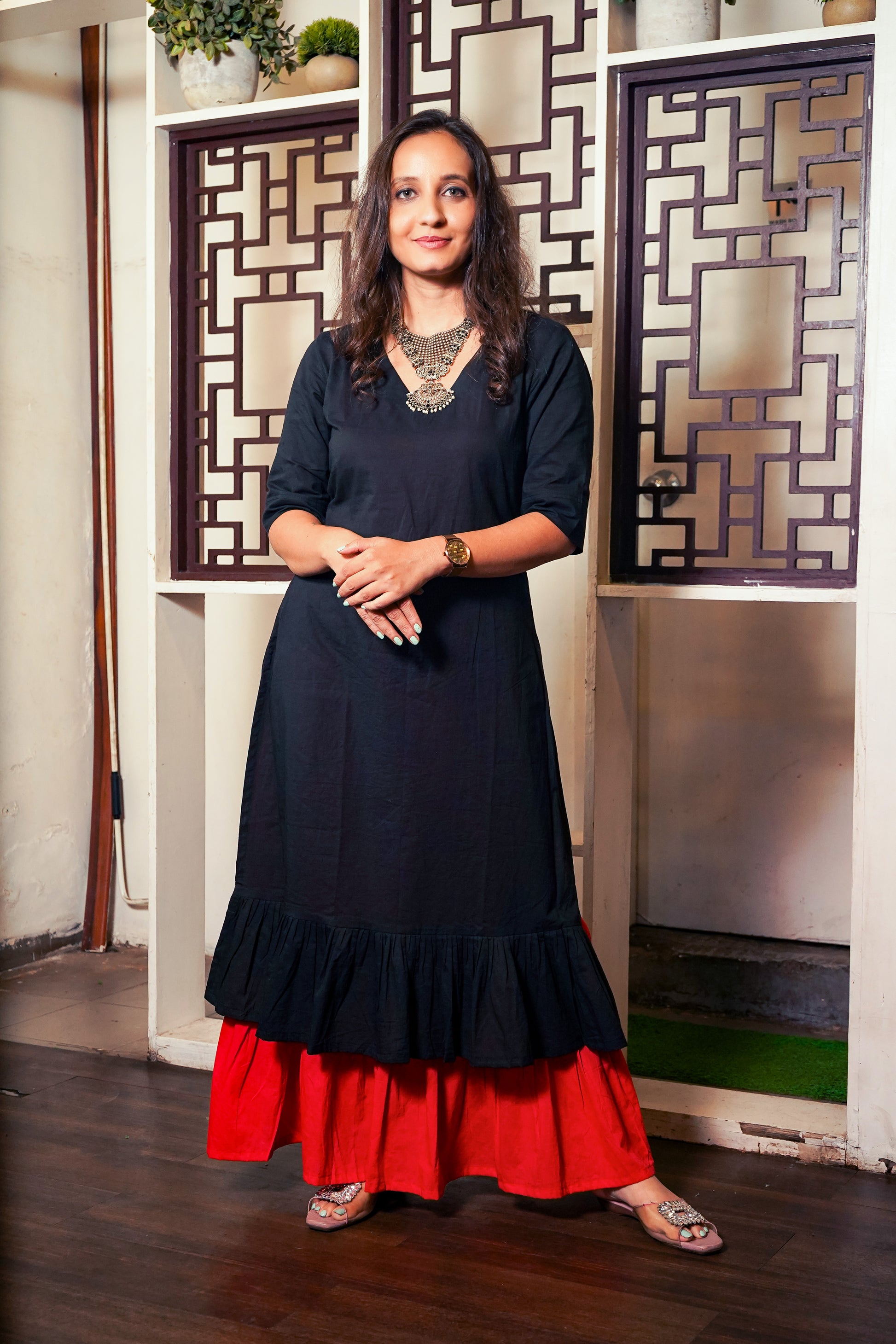 Black-Red Long Rust dress