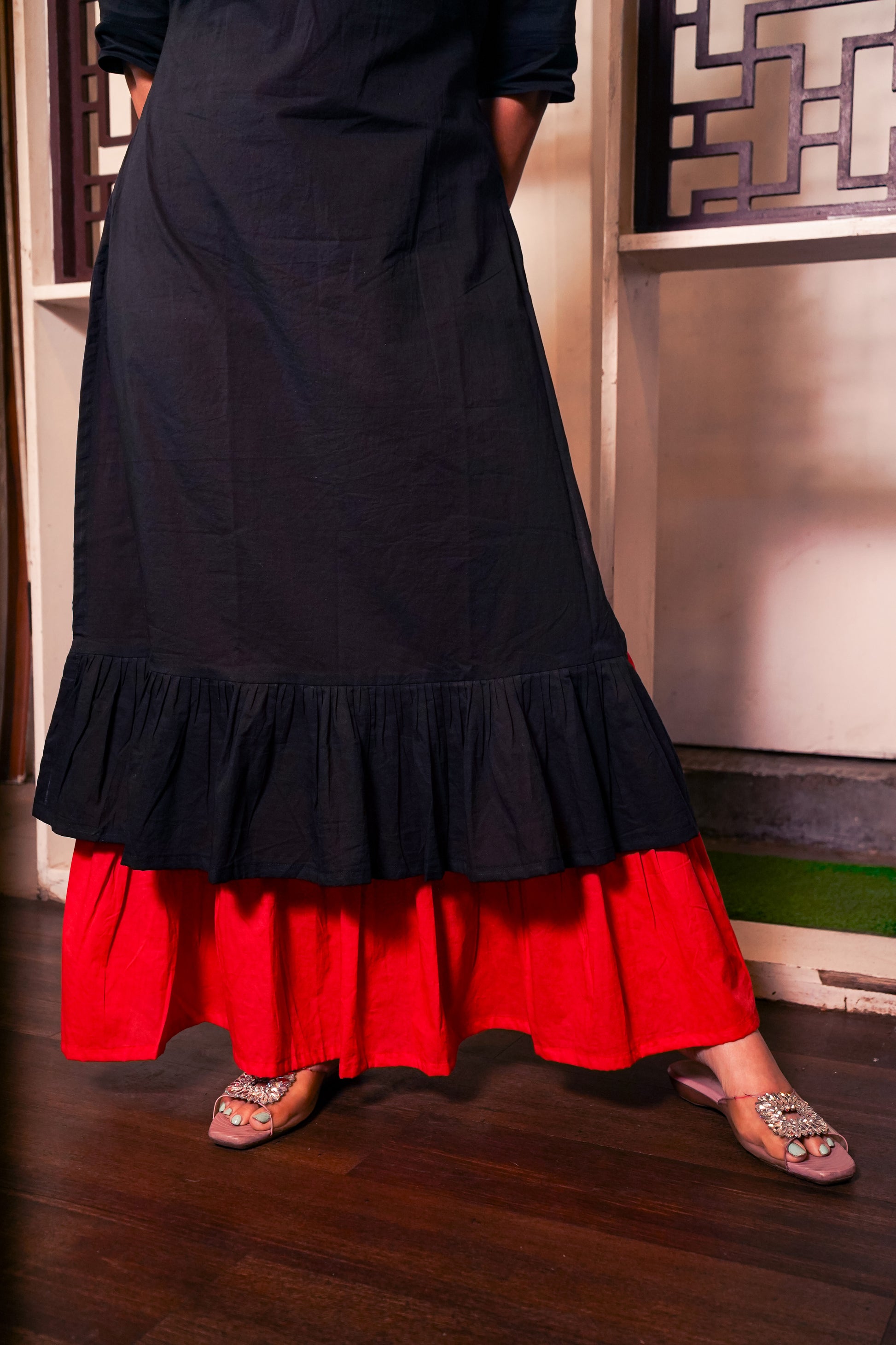 Black-Red Long Rust dress
