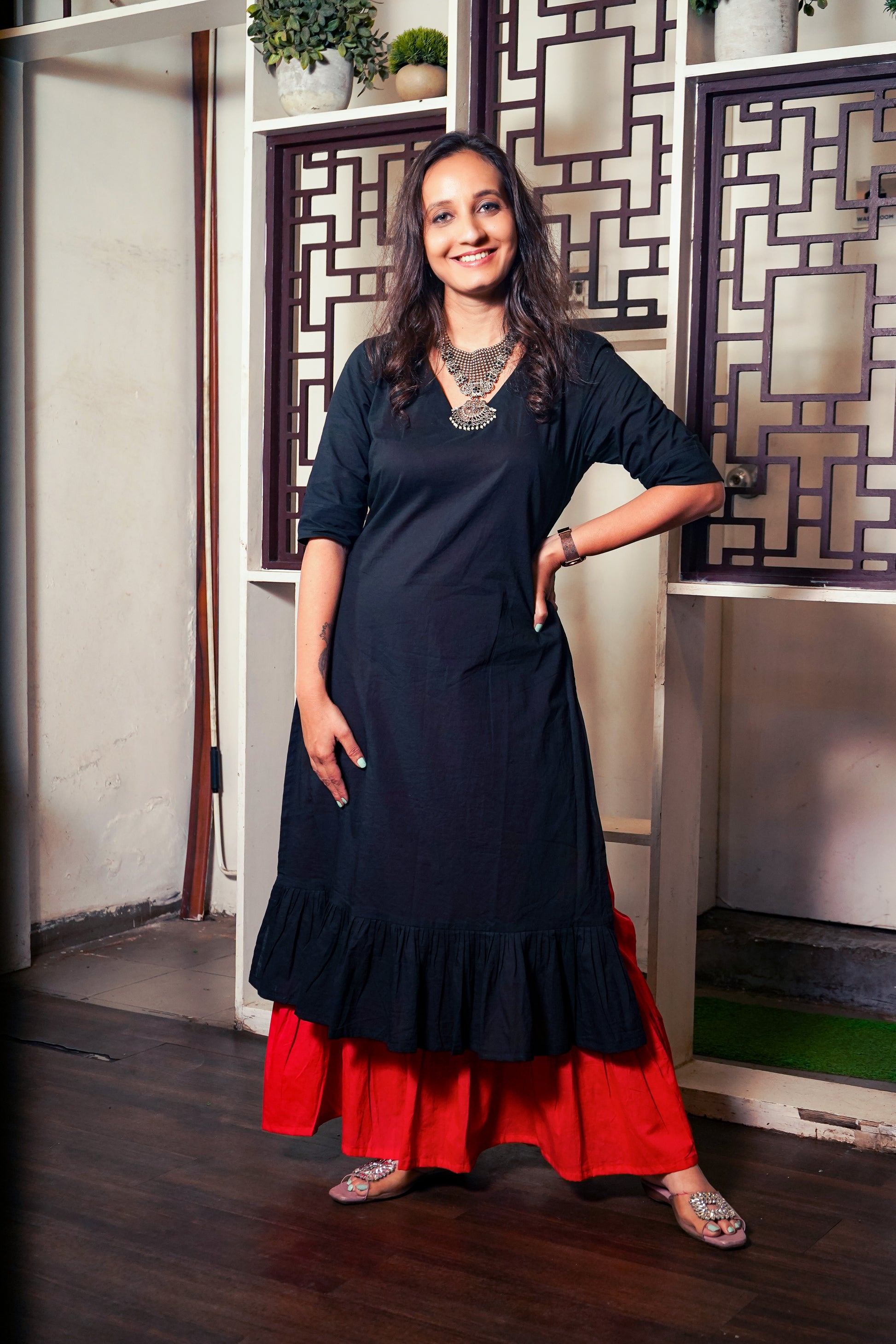 Black-Red Long Rust dress