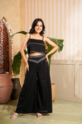 Black Cotton Spaghetti & Divider Skirt
