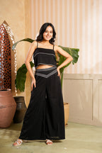 Black Cotton Spaghetti & Divider Skirt