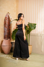 Black Cotton Spaghetti & Divider Skirt