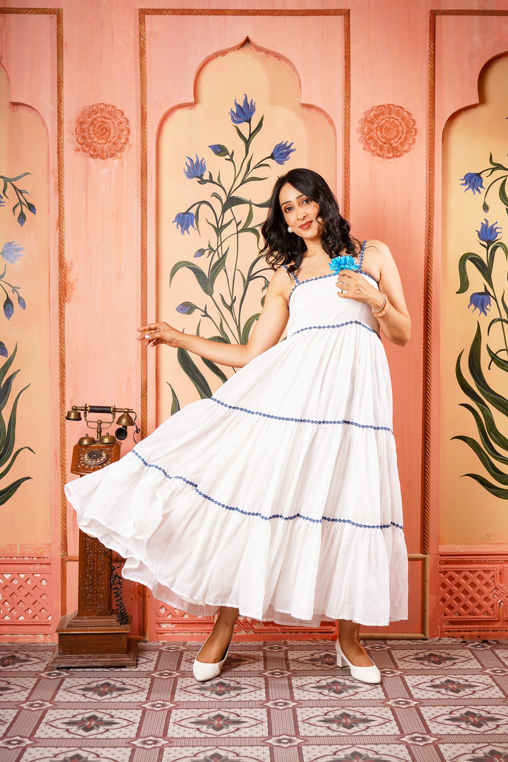 White Cotton Layer Dress