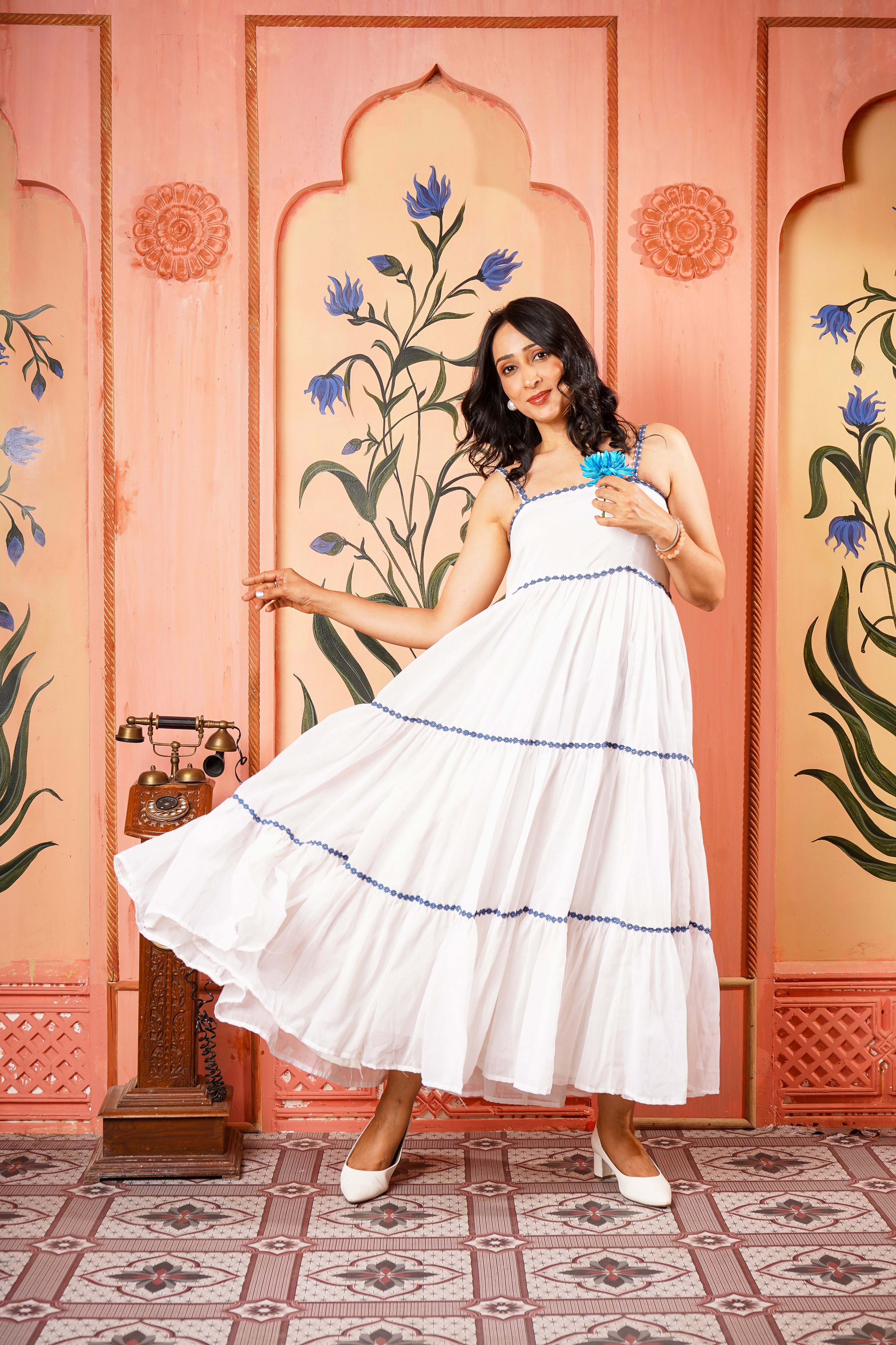 White Cotton Layer Dress