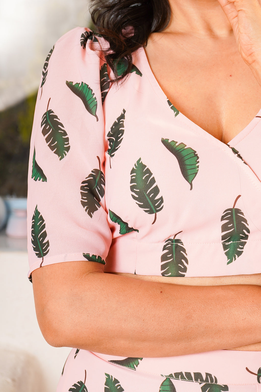 Peach Green Printed Skirt and Top