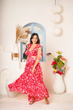 Red Floral Printed Dress