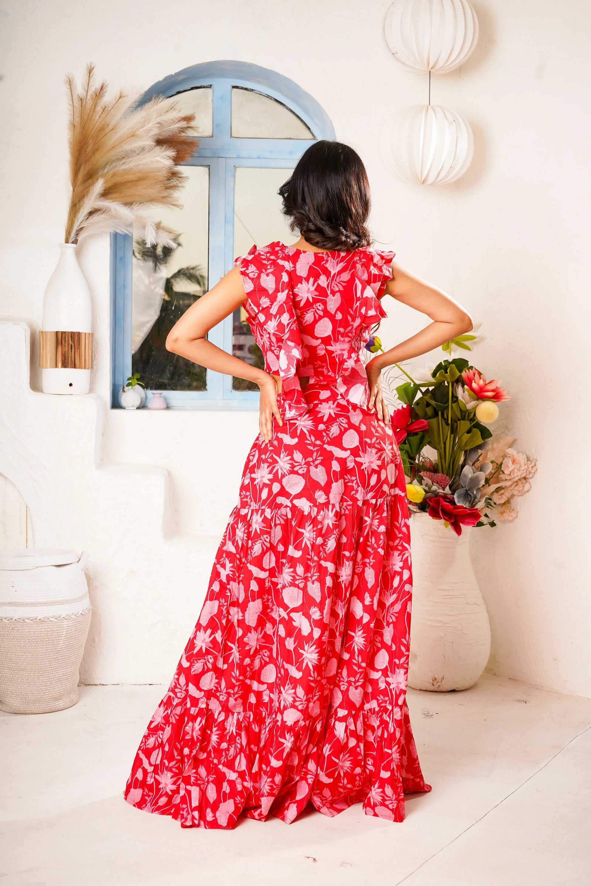 Red Floral Printed Dress