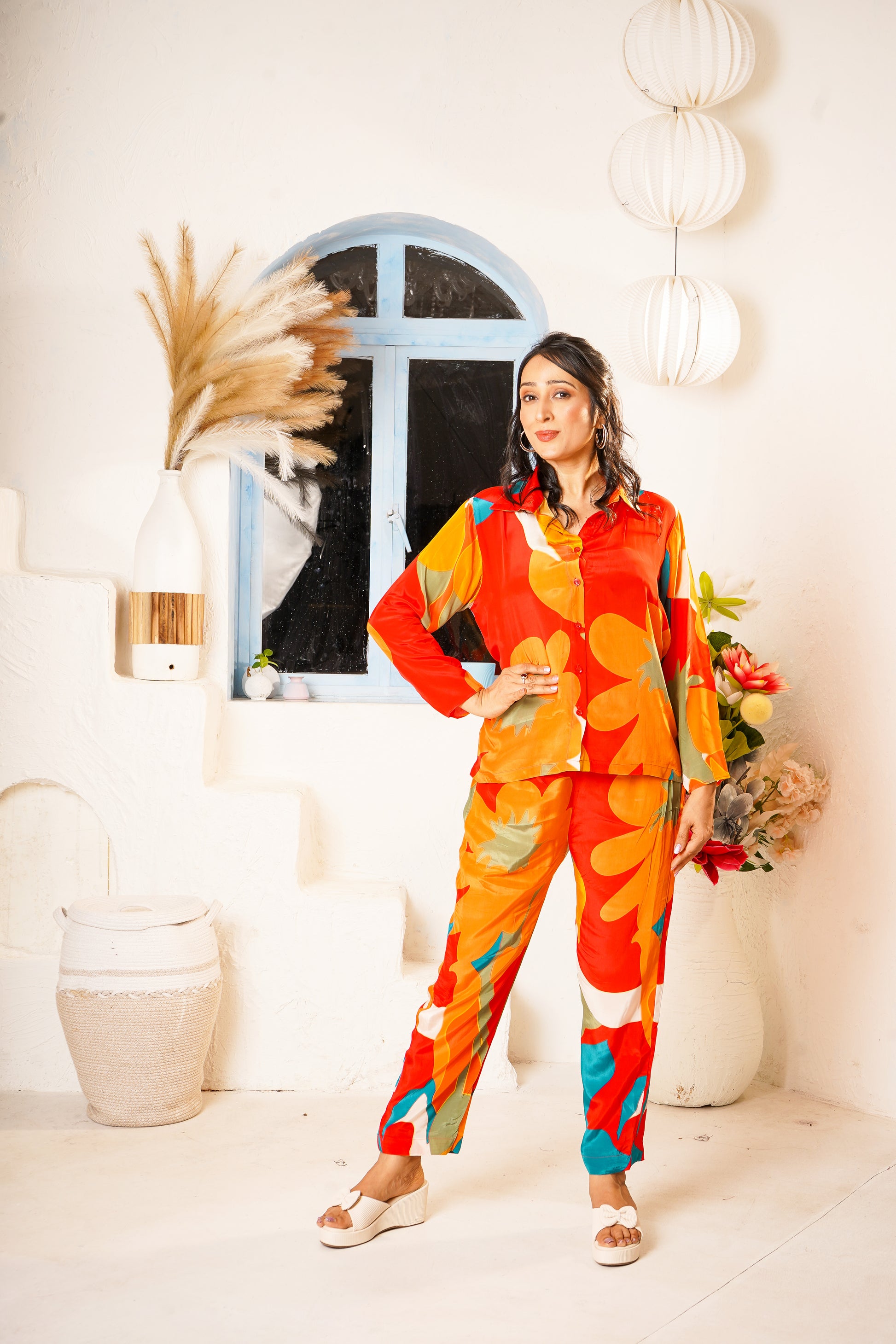Red Printed Floral Co-Ord Set
