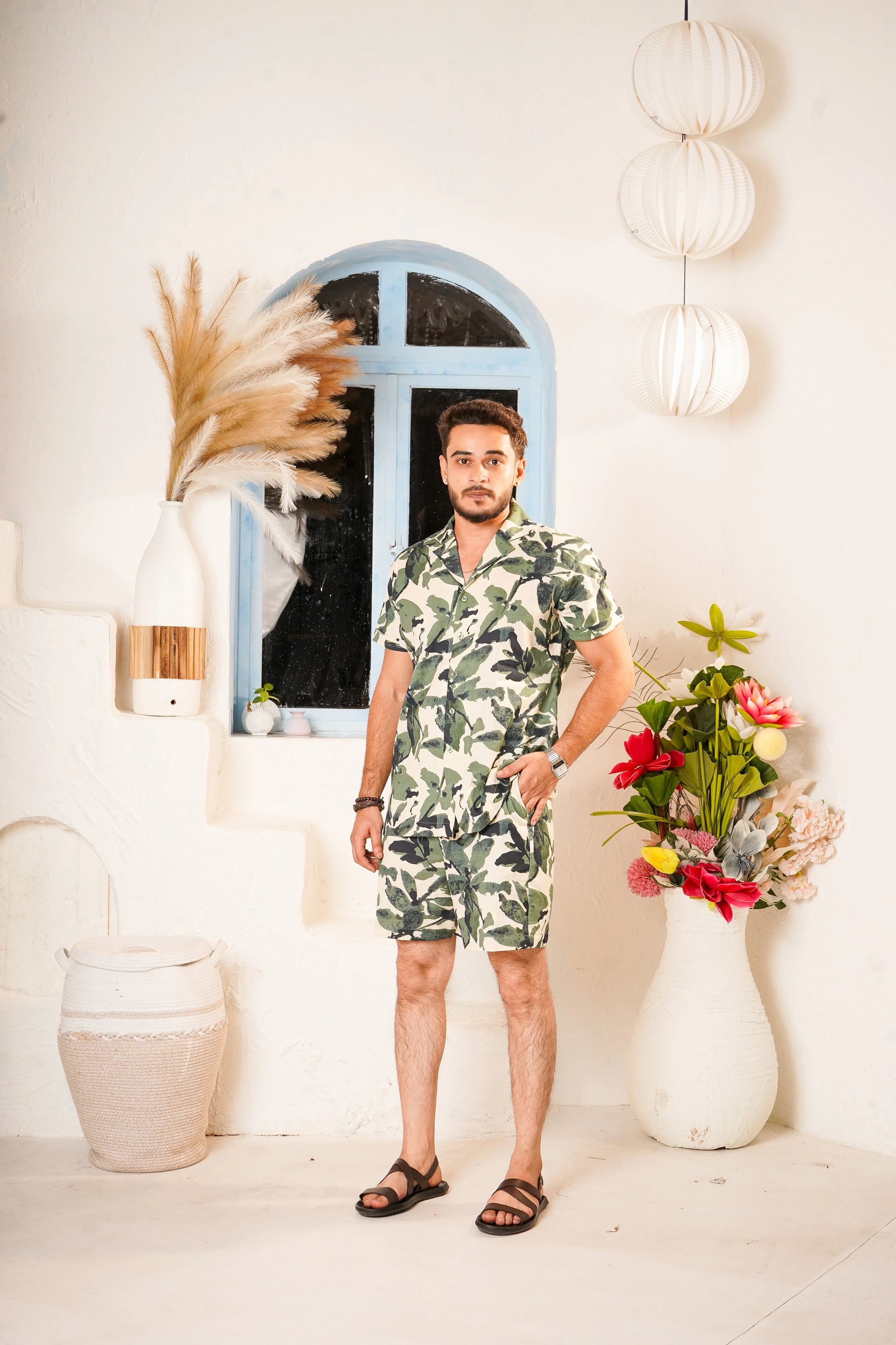 Men's Green printed Co-Ord set