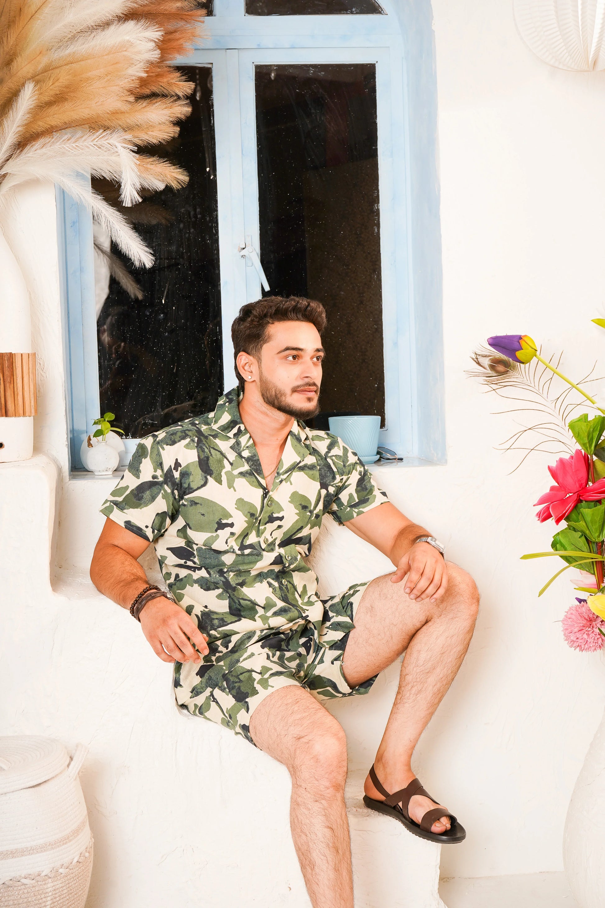 Men's Green printed Co-Ord set