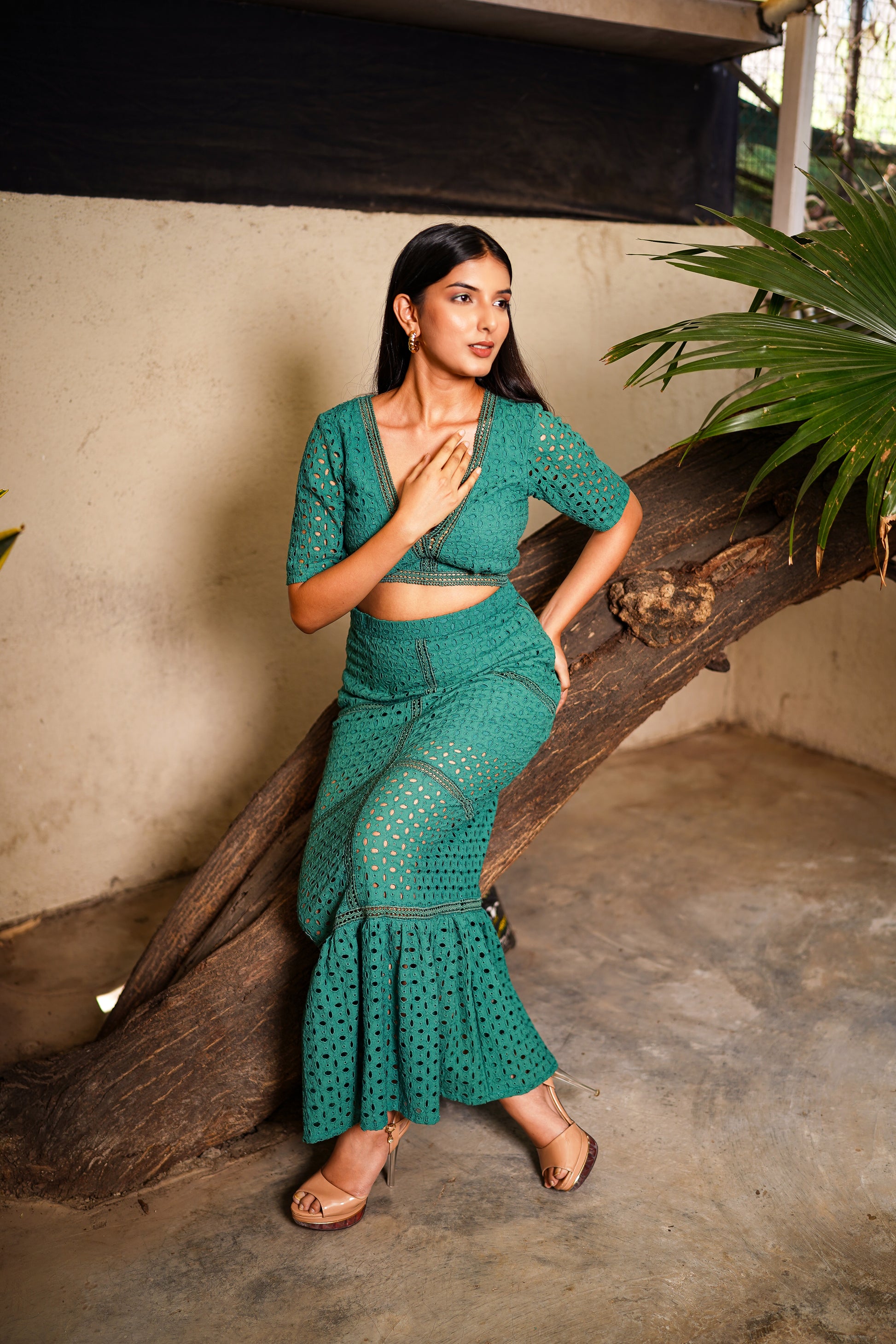 Green Skirt and Top Co-Ord Set