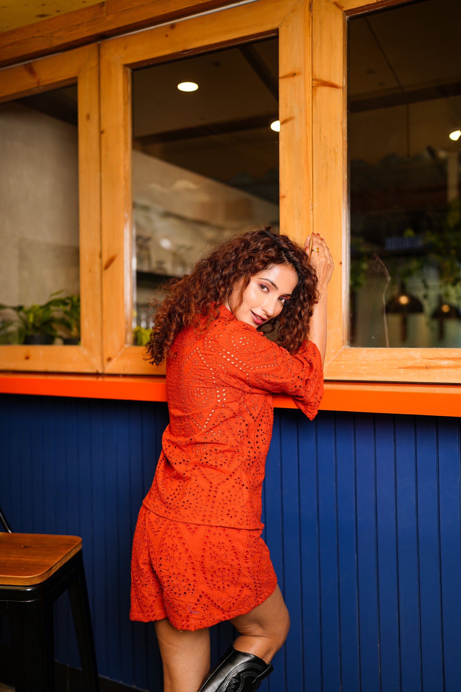 Rust Hakoba Shirt and Shorts Co-Ord Set