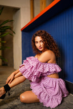 Off-shoulder Purple Short Dress