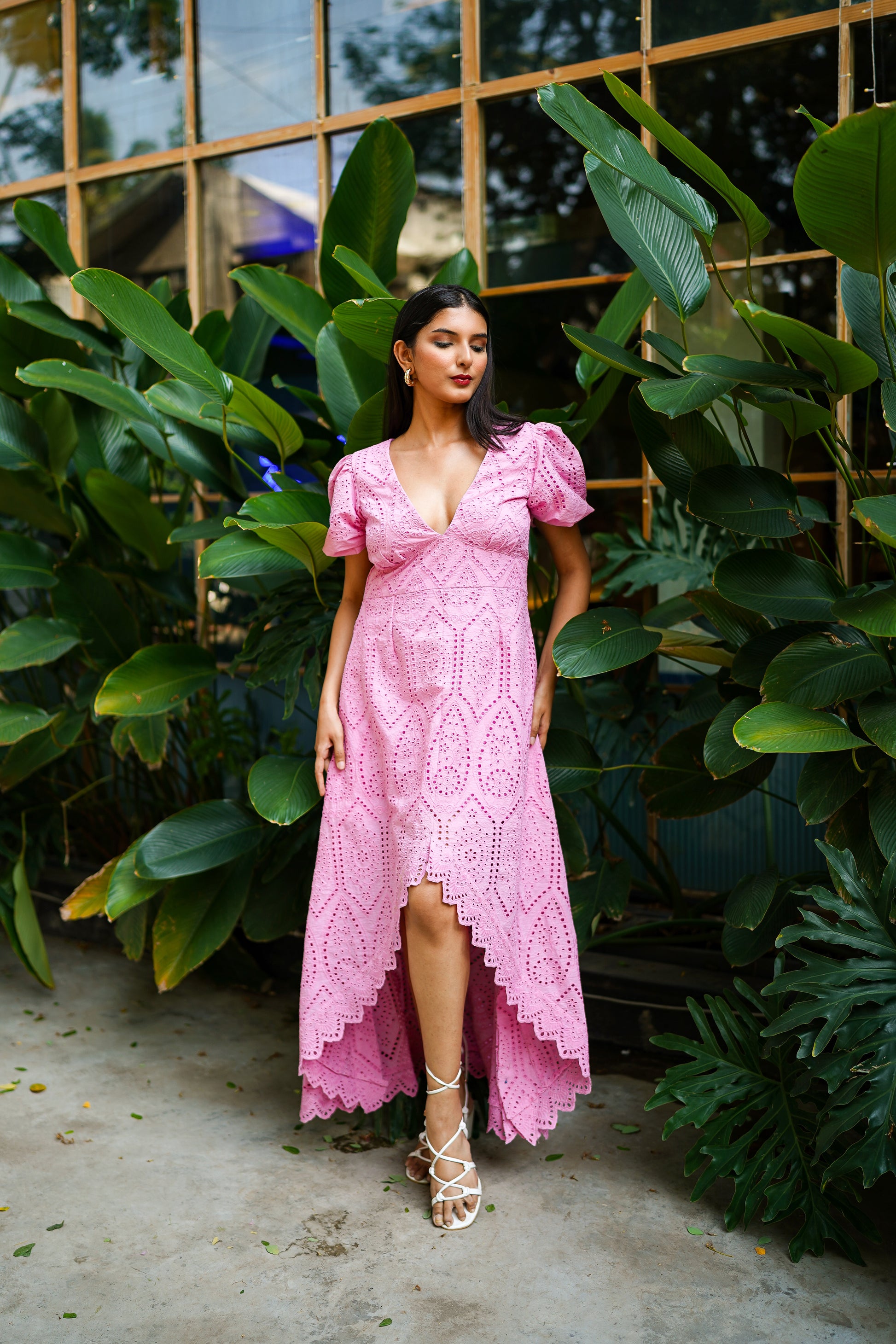 Pink High-Low Long Dress